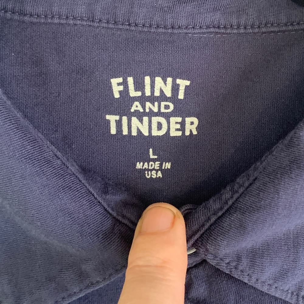 Flint and Tinder Polo Shirt Mens Large Navy Blue Supima Cotton Made USA - Picture 5 of 11